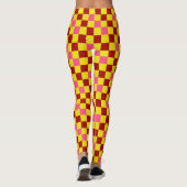 Rood Geel Roze Geruit Patroonontwerp Leggings (Achterkant)