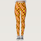 Rood Geel Roze Geruit Patroonontwerp Leggings (Voorkant)