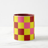 Rood Geel Roze Geruit Patroonontwerp Mok (Midden)