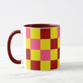 Rood Geel Roze Geruit Patroonontwerp Mok (Links)