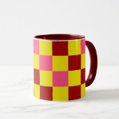 Rood Geel Roze Geruit Patroonontwerp Mok (Voorkant rechts)
