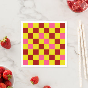 Rood Geel Roze Geruit Patroonontwerp Servet