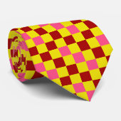 Rood Geel Roze Geruit Patroonontwerp  Stropdas (Opgerold)
