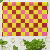 Rood Geel Roze Geruit Patroonontwerp Theedoek (Gevouwen)