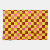Rood Geel Roze Geruit Patroonontwerp Theedoek (Horizontaal)
