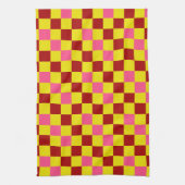 Rood Geel Roze Geruit Patroonontwerp Theedoek (Verticaal)