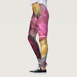 Rood geel roze roos Leggings