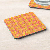 Rood Geel Schach abstract patroon Bier Onderzetter (Linkerzijde)