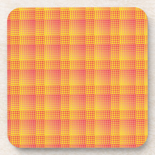 Rood Geel Schach abstract patroon Bier Onderzetter