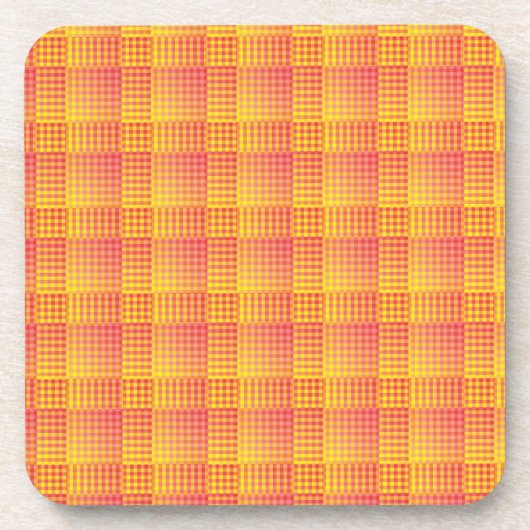 Rood Geel Schach abstract patroon Bier Onderzetter (Voorkant)