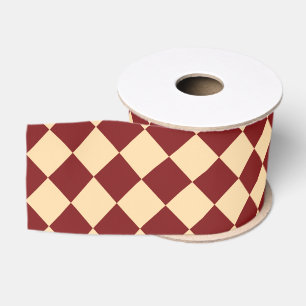 Rood Geel Schacherdiamantpatroon Grosgrain Lint