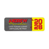 Rood & Geel Schoolbord Afstudeeradres Etiket (Voorkant)