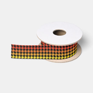 Rood geel sinaasappel houndstooth patroonlint satijnen lint