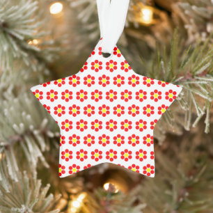 Rood Geel Stippen Bloemen Acryl Ornament