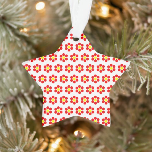 Rood Geel Stippen Bloemen Acryl Ornament (Boom)