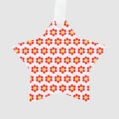 Rood Geel Stippen Bloemen Acryl Ornament (achterkant)