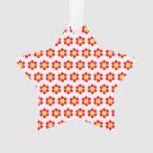 Rood Geel Stippen Bloemen Acryl Ornament (voorkant)