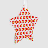 Rood Geel Stippen Bloemen Acryl Ornament (voorkant)