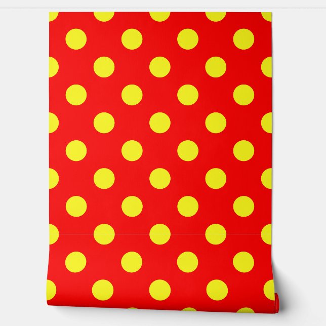 Rood Geel Stippen Ontwerp  Behang (Afrollen)