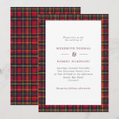 Rood & Geel Tartan Schotse Winter Wedding Kaart (Voorkant / Achterkant)