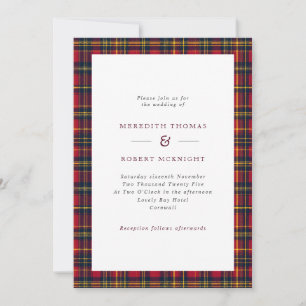 Rood & Geel Tartan Schotse Winter Wedding Kaart