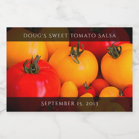 Rood geel tomaten Voedingswaren Voedselcontainer Etiket (Enkel label)