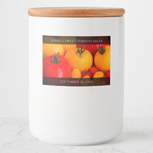 Rood geel tomaten Voedingswaren Voedselcontainer Etiket