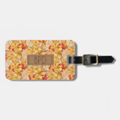 Rood Geel Tropisch Bloemen Patroon Modern Monogram Bagagelabel (Voorkant horizontaal)
