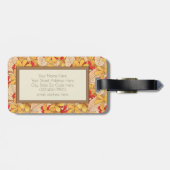 Rood Geel Tropisch Bloemmotief Modern Monogram Bagagelabel (Achterkant horizontaal)