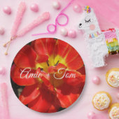 Rood Geel Tulip Bruiloft Aangepaste Papier Borden Papieren Bordje (Feest)