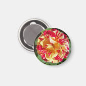 Rood & Geel Variegated Roos Magnet (Voorkant / Achterkant)