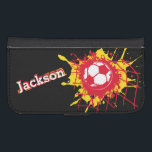 Rood geel voetbal/football doel genoemd flap hoesj galaxy s4 portemonnee hoesje<br><div class="desc">Heldergeel en rood (Spaans) football/voetbal dat in de achterkant van het doel/net kinder telefoondoosje splatt. Ideaal voor football- of voetbalsupporters en pas je eigen naam aan met Jackson. Ontworpen door Sarah Trett.</div>