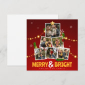Rood & Geel Vrolijk en Helder Familie Fotocollage Feestdagenkaart (Voorkant / Achterkant)
