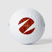 Rood Geel Wit Abstract Golfballen (Voorkant)