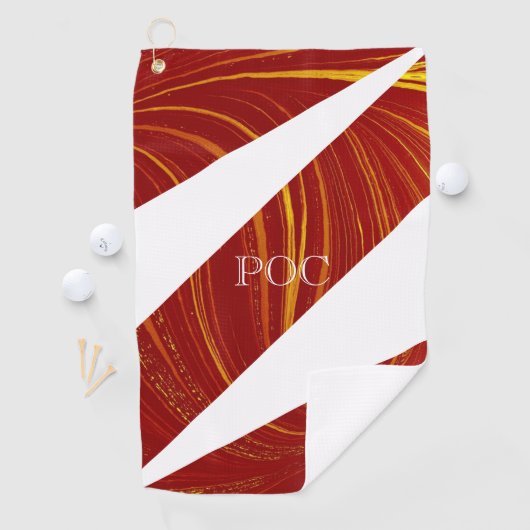 Rood Geel Wit Abstract Golfhanddoek (Insitu)
