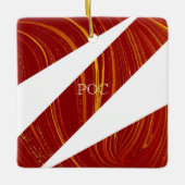 Rood Geel Wit Abstract Keramisch Ornament (Voorkant)