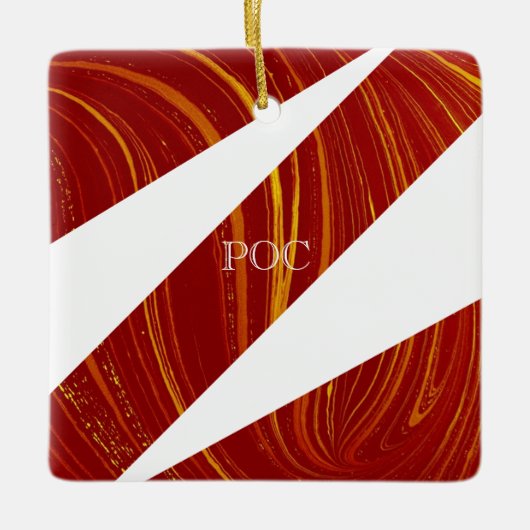Rood Geel Wit Abstract Keramisch Ornament (Voorkant)