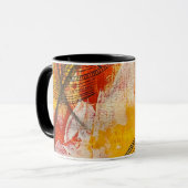 Rood, geel, wit en zwart abstract ontwerp mok (Voorkant links)