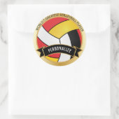 Rood, Geel, Wit en Zwart Volleybal | DIY-naam Ronde Sticker (Tas)