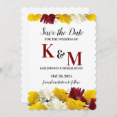 Rood Geel Wit Gerbera Daisy Floral Save The Date (Voorkant / Achterkant)