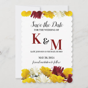 Rood Geel Wit Gerbera Daisy Floral Save The Date