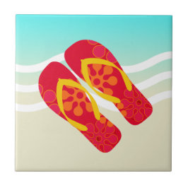Rood Geel Zomer Strand Teenslippers Tegeltje