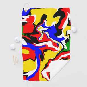 Rood, geel, zwart, blauw en groen golfhanddoek