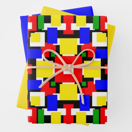 Rood, geel, zwart, blauw en groen inpakpapier vel (In situ)