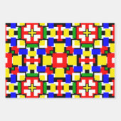 Rood, geel, zwart, blauw en groen inpakpapier vel (Voorkant)