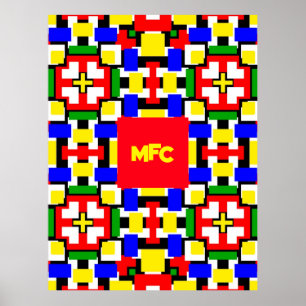 Rood, geel, zwart, blauw en groen poster