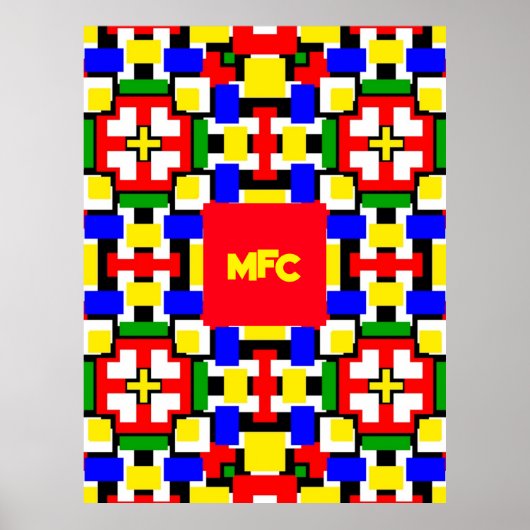 Rood, geel, zwart, blauw en groen poster (Voorkant)