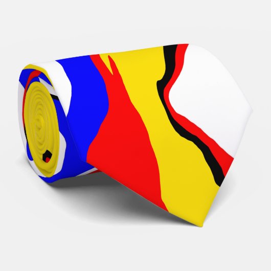 Rood, geel, zwart, blauw en groen stropdas (Opgerold)