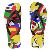 Rood, geel, zwart, blauw en groen teenslippers (Voetbed)