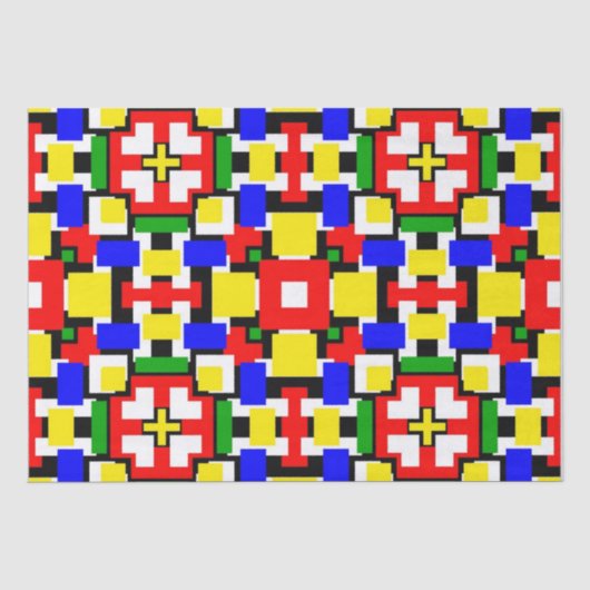 Rood, geel, zwart, blauw en groen tissuepapier (Voorkant)